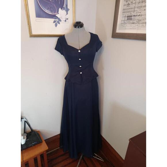 Vintage Navy Blue Gown Size 8 A Line 90s Does 40s New Look Dress Vintage Navy Blue Gown Size 8 A Line 90s Does 40s New Look Dress